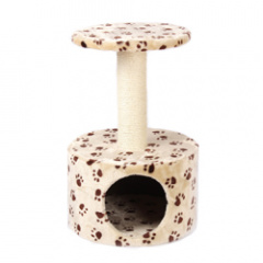 Дом-когтеточка Candy (39х39х61 см) круглый с площадкой для кошек, бежево-коричневый